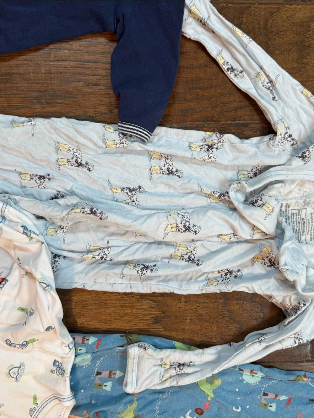 Assorted Baby One-Piece Footed Pajamas - Blue/Navy/White - Mixed Brands